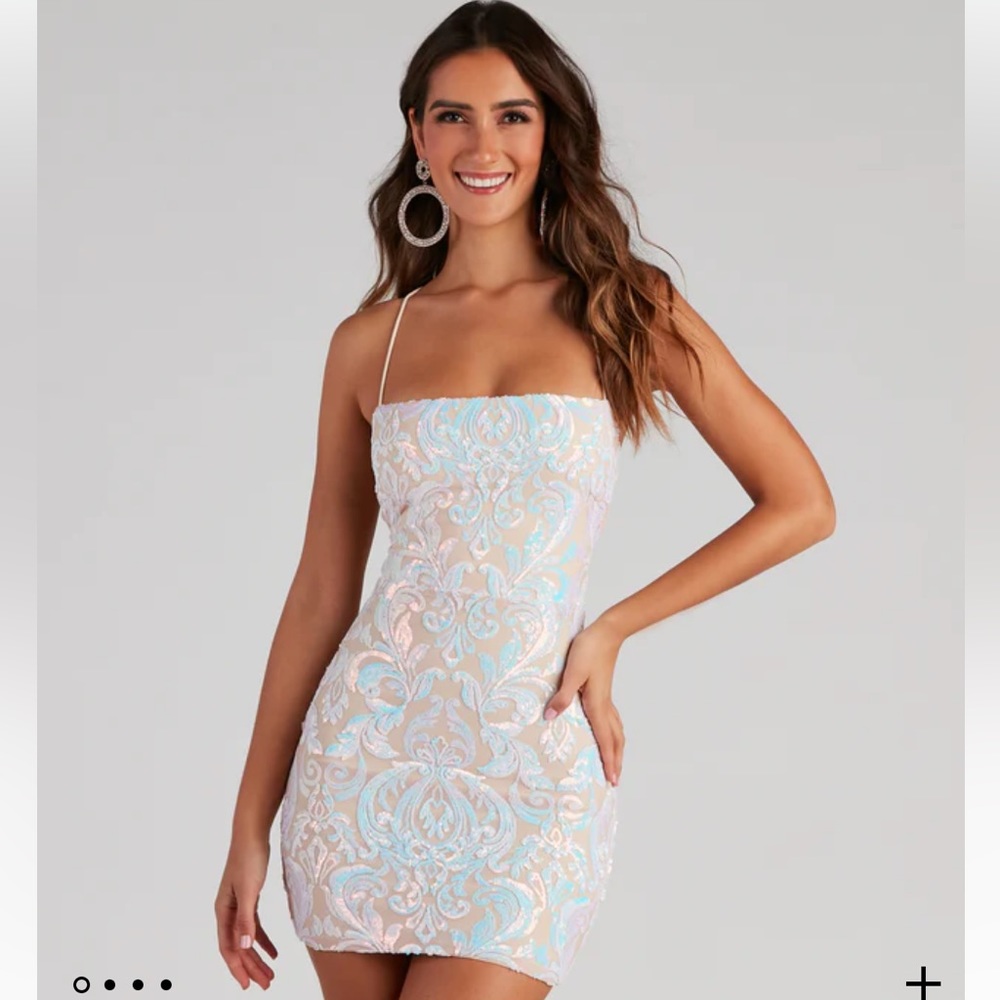 Windsor Gorgeous Shine Sequin Mini Dress Size L Large Homecoming
